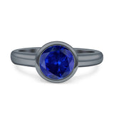 Bezel Set 6mm Round Engagement Ring Cubic Zirconia 925 Sterling Silver