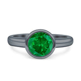 Bezel Set 6mm Round Engagement Ring Cubic Zirconia 925 Sterling Silver