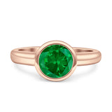 Bezel Set 6mm Round Engagement Ring Cubic Zirconia 925 Sterling Silver