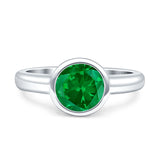 Bezel Set 6mm Round Engagement Ring Cubic Zirconia 925 Sterling Silver