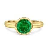 Bezel Set 6mm Round Engagement Ring Cubic Zirconia 925 Sterling Silver