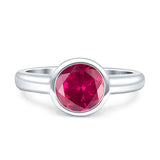 Bezel Set 6mm Round Engagement Ring Cubic Zirconia 925 Sterling Silver