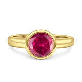 Bezel Set 6mm Round Engagement Ring Cubic Zirconia 925 Sterling Silver