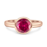 Bezel Set 8mm Round Engagement Ring Cubic Zirconia 925 Sterling Silver