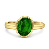 Bezel Set 9mmX7mm Oval Engagement Ring Cubic Zirconia 925 Sterling Silver