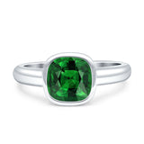 Bezel Set 8mmX8mm Cushion Engagement Ring Cubic Zirconia 925 Sterling Silver