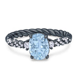 Twisted Rope Hidden Halo Oval Engagement Ring Cubic Zirconia 925 Sterling Silver