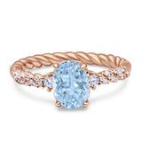 Twisted Rope Hidden Halo Oval Engagement Ring Cubic Zirconia 925 Sterling Silver