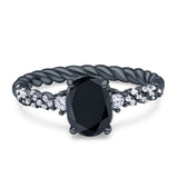 Twisted Rope Hidden Halo Oval Engagement Ring Cubic Zirconia 925 Sterling Silver