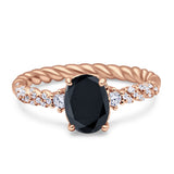 Twisted Rope Hidden Halo Oval Engagement Ring Cubic Zirconia 925 Sterling Silver