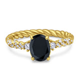 Twisted Rope Hidden Halo Oval Engagement Ring Cubic Zirconia 925 Sterling Silver