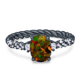 Twisted Rope Hidden Halo Oval Engagement Ring Cubic Zirconia 925 Sterling Silver