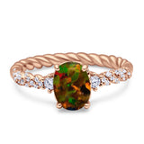 Twisted Rope Hidden Halo Oval Engagement Ring Cubic Zirconia 925 Sterling Silver