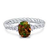 Twisted Rope Hidden Halo Oval Engagement Ring Cubic Zirconia 925 Sterling Silver