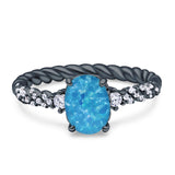 Twisted Rope Hidden Halo Oval Engagement Ring Cubic Zirconia 925 Sterling Silver