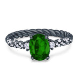 Twisted Rope Hidden Halo Oval Engagement Ring Cubic Zirconia 925 Sterling Silver