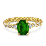 Twisted Rope Hidden Halo Oval Engagement Ring Cubic Zirconia 925 Sterling Silver