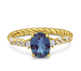 Hidden Halo Twisted Rope Oval Lab Alexandrite Engagement Ring