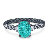 Twisted Rope Hidden Halo Oval Engagement Ring Cubic Zirconia 925 Sterling Silver