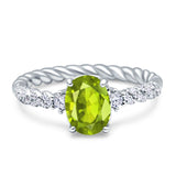 Twisted Rope Hidden Halo Oval Engagement Ring Cubic Zirconia 925 Sterling Silver
