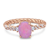 Twisted Rope Hidden Halo Oval Engagement Ring Cubic Zirconia 925 Sterling Silver