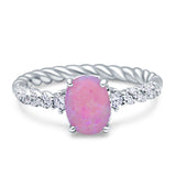 Twisted Rope Hidden Halo Oval Engagement Ring Cubic Zirconia 925 Sterling Silver