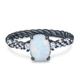 Twisted Rope Hidden Halo Oval Engagement Ring Cubic Zirconia 925 Sterling Silver