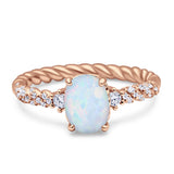 Twisted Rope Hidden Halo Oval Engagement Ring Cubic Zirconia 925 Sterling Silver