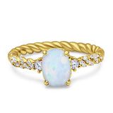 Twisted Rope Hidden Halo Oval Engagement Ring Cubic Zirconia 925 Sterling Silver