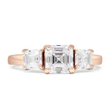 Asscher Cut Engagement Ring Three Stone Cubic Zirconia 925 Sterling Silver