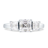 Asscher Cut Engagement Ring Three Stone Cubic Zirconia 925 Sterling Silver