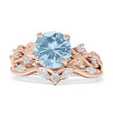 Art Deco Round Cubic Zirconia Infinity Leaf Design Bridal Ring 925 Sterling Silver