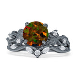 Art Deco Round Cubic Zirconia Infinity Leaf Design Bridal Ring 925 Sterling Silver