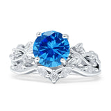 Art Deco Round Cubic Zirconia Infinity Leaf Design Bridal Ring 925 Sterling Silver