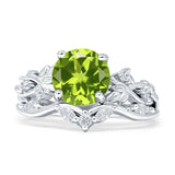 Art Deco Round Cubic Zirconia Infinity Leaf Design Bridal Ring 925 Sterling Silver