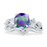 Art Deco Round Cubic Zirconia Infinity Leaf Design Bridal Ring 925 Sterling Silver