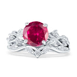 Art Deco Round Cubic Zirconia Infinity Leaf Design Bridal Ring 925 Sterling Silver
