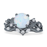 Art Deco Round Cubic Zirconia Infinity Leaf Design Bridal Ring 925 Sterling Silver