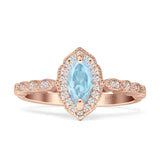 Art Deco Engagement Ring Halo Marquise Cubic Zirconia 925 Sterling Silver