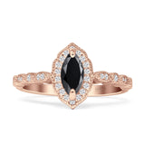 Art Deco Engagement Ring Halo Marquise Cubic Zirconia 925 Sterling Silver