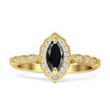 Art Deco Engagement Ring Halo Marquise Cubic Zirconia 925 Sterling Silver