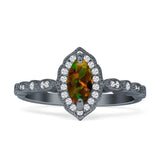 Art Deco Engagement Ring Halo Marquise Cubic Zirconia 925 Sterling Silver
