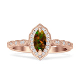 Art Deco Engagement Ring Halo Marquise Cubic Zirconia 925 Sterling Silver