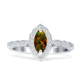Art Deco Engagement Ring Halo Marquise Cubic Zirconia 925 Sterling Silver