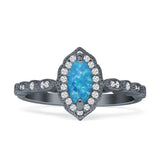 Art Deco Engagement Ring Halo Marquise Cubic Zirconia 925 Sterling Silver