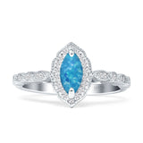 Art Deco Engagement Ring Halo Marquise Cubic Zirconia 925 Sterling Silver