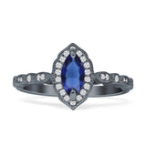 Art Deco Engagement Ring Halo Marquise Cubic Zirconia 925 Sterling Silver