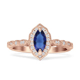 Art Deco Engagement Ring Halo Marquise Cubic Zirconia 925 Sterling Silver