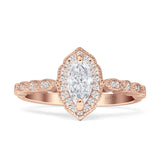 Art Deco Engagement Ring Halo Marquise Cubic Zirconia 925 Sterling Silver