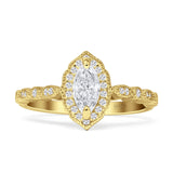 Art Deco Engagement Ring Halo Marquise Cubic Zirconia 925 Sterling Silver